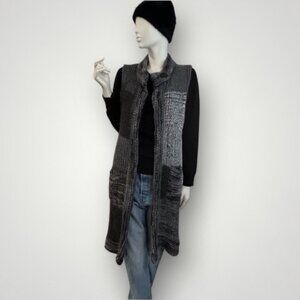 Vintage Boho Alpaca Patchwork Knit Long Vest
